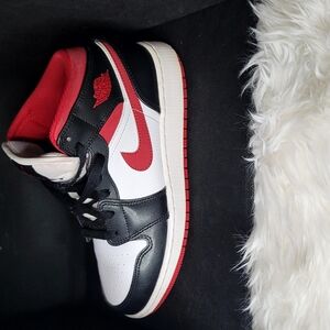 #37 Nike Jordan 1 Retro Kids Black and Red Sneakers